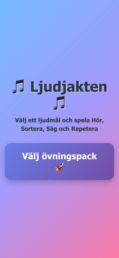 Ljudjakten home screen on mobile